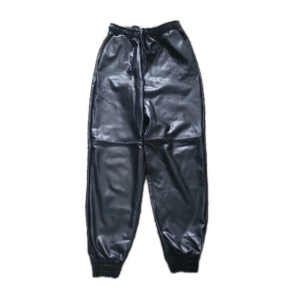 Abercrombie & Fitch Jogger Pant Women XS Black Vegan Leather High Waisted Casual - Picture 13 of 14